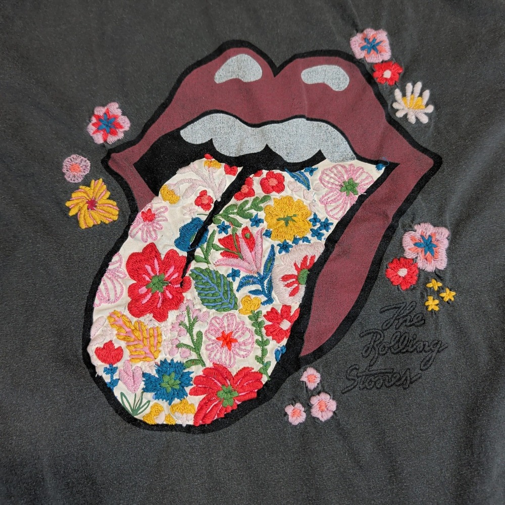Graphic Tee Rolling Stones Lucky Brand Medium Charcoal Womens Cotton 2025 Modern - Picture 2 of 9